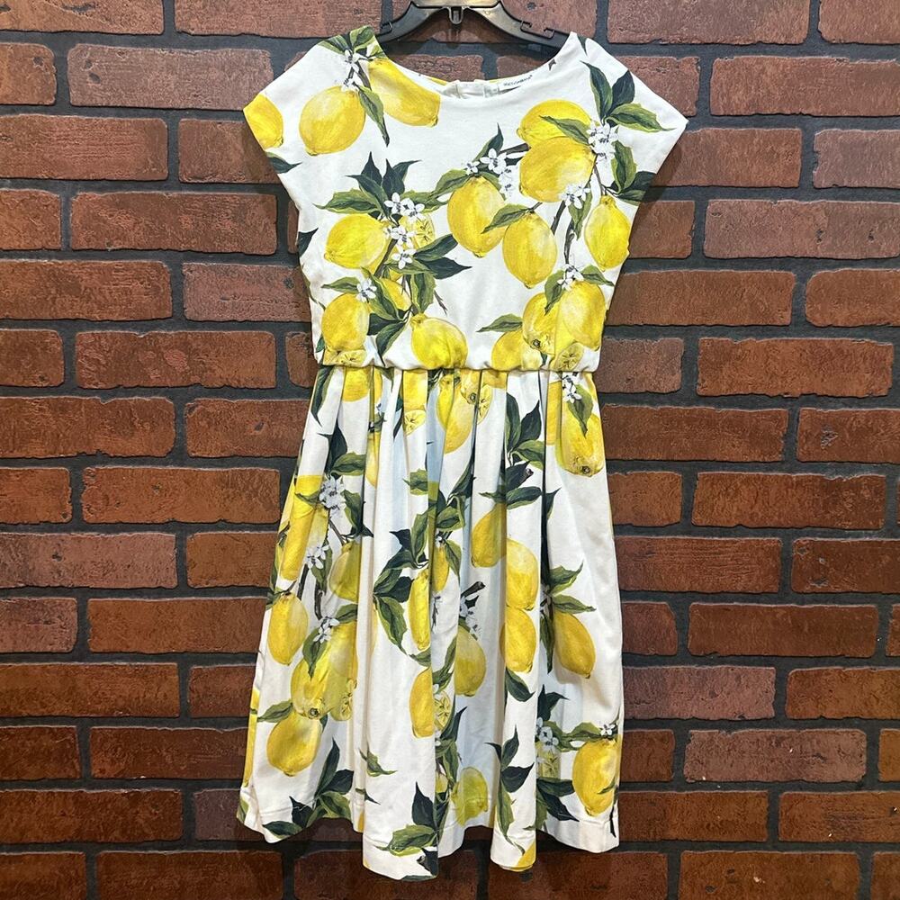 Dolce & Gabbana Kids Lemon-Print Dress - Size 9/10 -  Made in Italy Girls